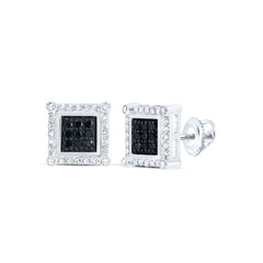 10K White Gold 1/4 CTW-Natural Diamond Square Earring 1.74 Gram
