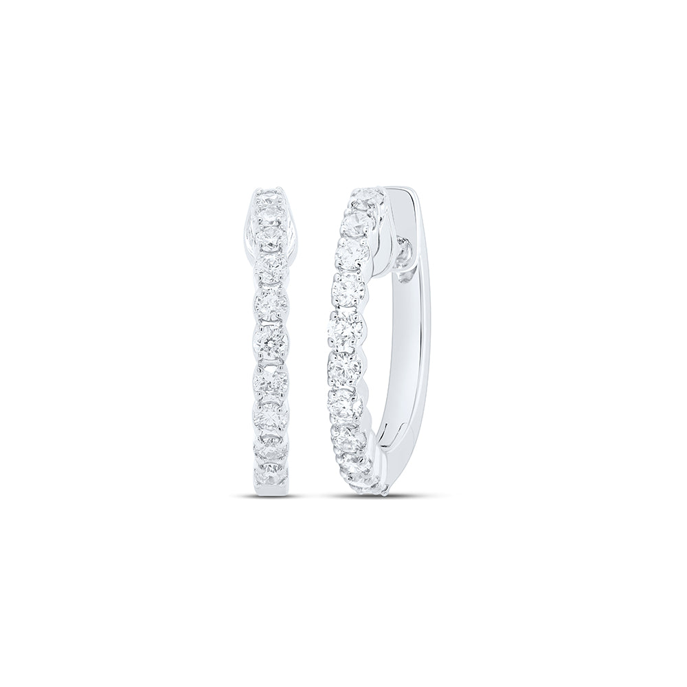 10K White Gold 1/4 CTW-Natural Diamond Hoops Earring 1.62 Gram
