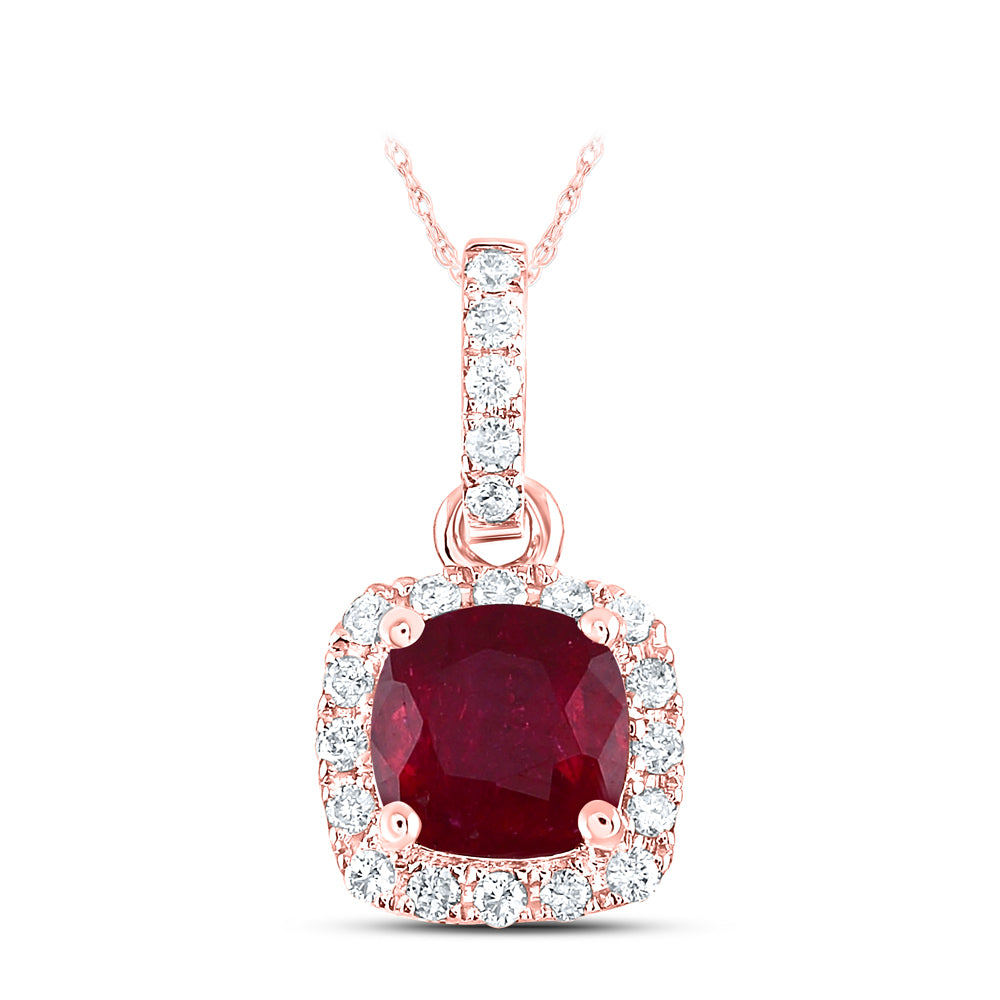 1/10CTW-DIA ANA M 5 MM-RUBY NAT GEM PENDANT