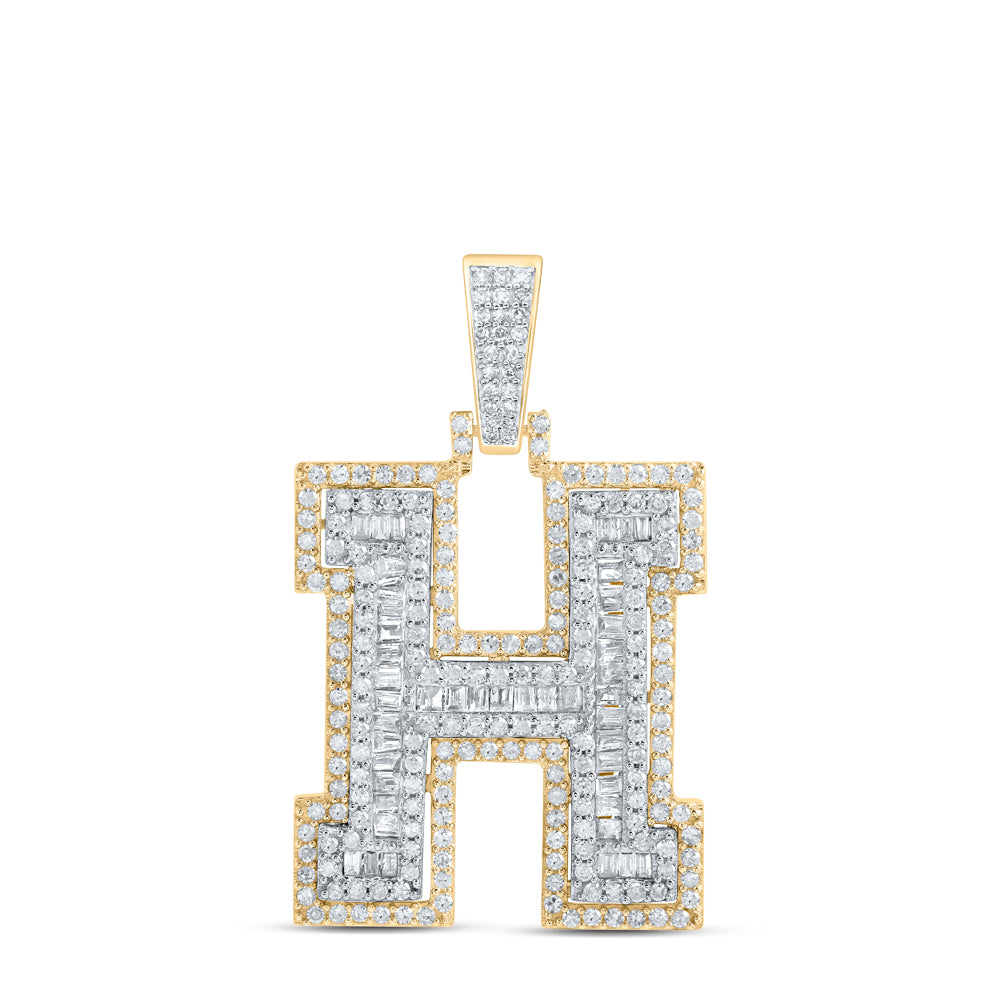 1CTW-DIA P1 INITIAL "H" MENS PENDANT