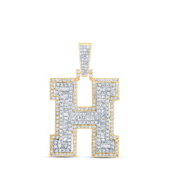 1CTW-DIA P1 INITIAL "H" MENS PENDANT