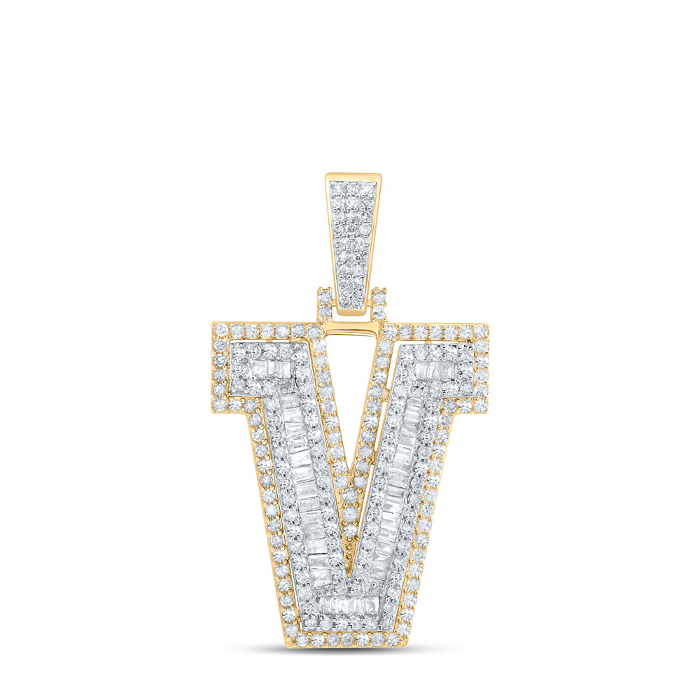 3/4CTW-DIA P1 INITIAL "V" MENS PENDANT