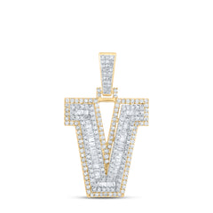 3/4CTW-DIA P1 INITIAL "V" MENS PENDANT