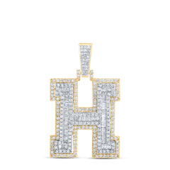 1 1/5CTW-DIA P1 INITIAL "H" MENS PENDANT