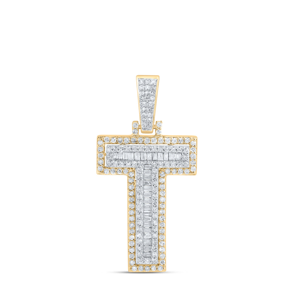3/4CTW-DIA P1 INITIAL "T" MENS PENDANT