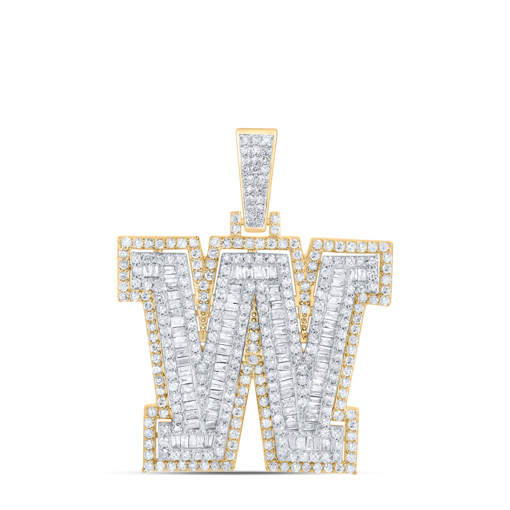 1 3/4CTW-DIA P1 INITIAL "W" MENS PENDANT