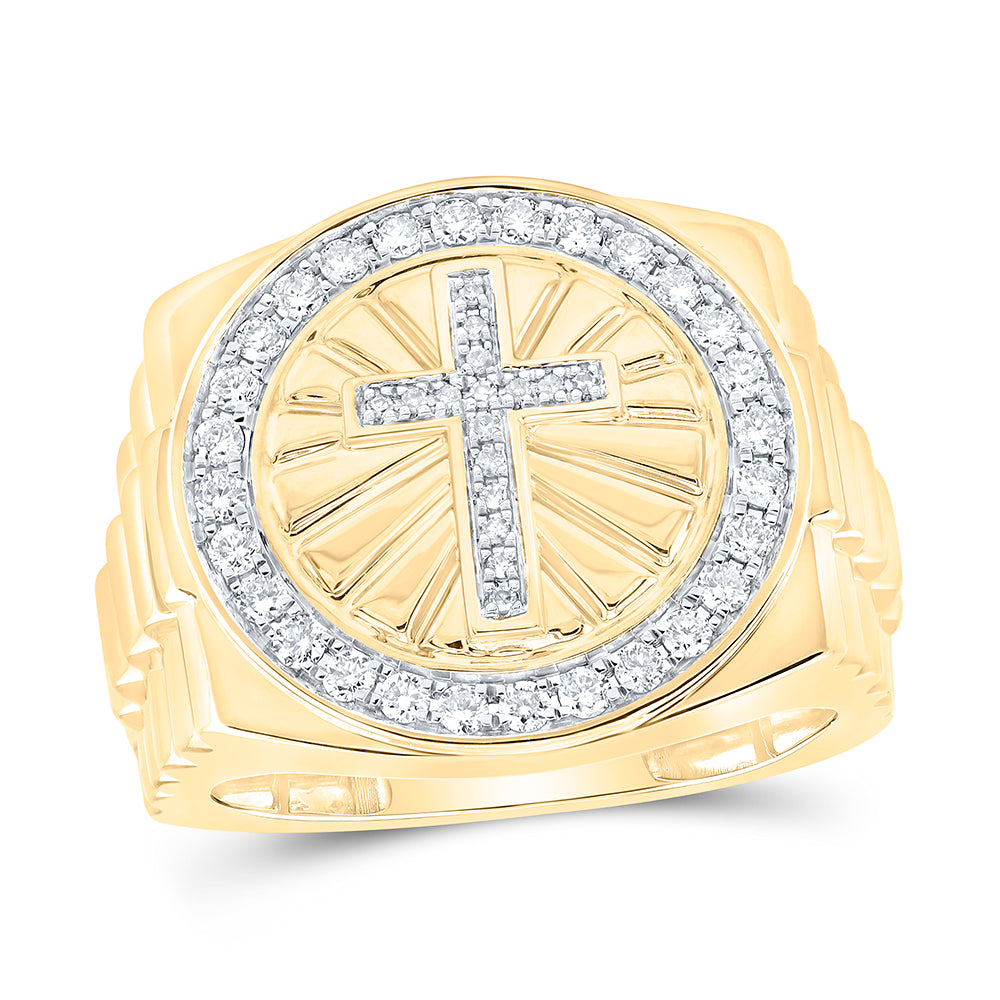 1/2CTW-DIA NK CROSS MENS RING
