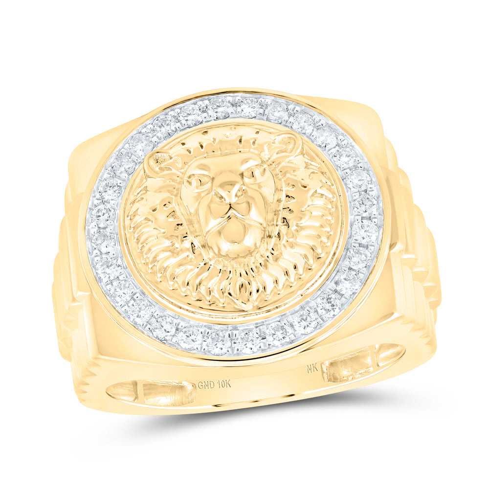 1/2CTW-DIA NK LION FACE MENS RING