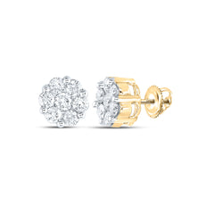 1 1/2CT-DIA NKE 2*0.15CT-CRD 12*0.10CTS FLOWER EARRING