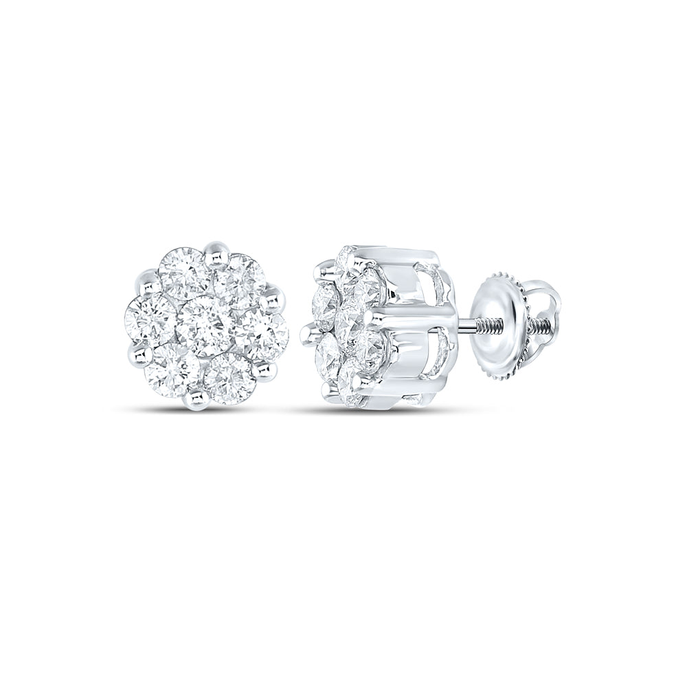 1 1/2CT-DIA NKE 2*0.15CT-CRD 12*0.10CTS FLOWER EARRING