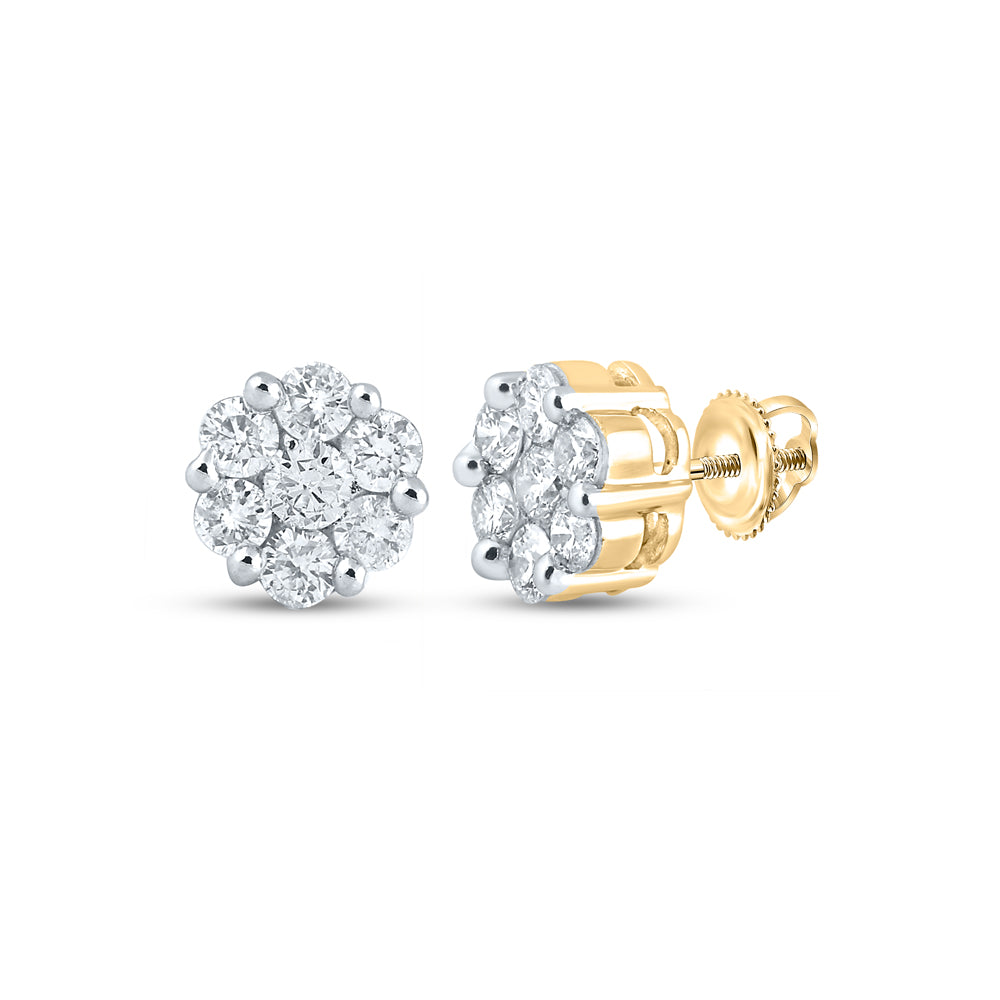 2CT-DIA NKE 2*0.16CT-CRD 12*0.15CTS FLOWER EARRING