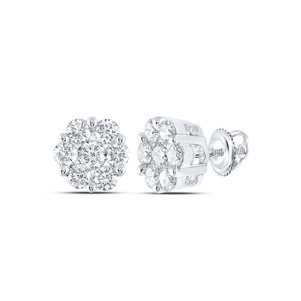 3CT-DIA NKE 2*0.32CT-CRD 12*0.19CTS FLOWER EARRING
