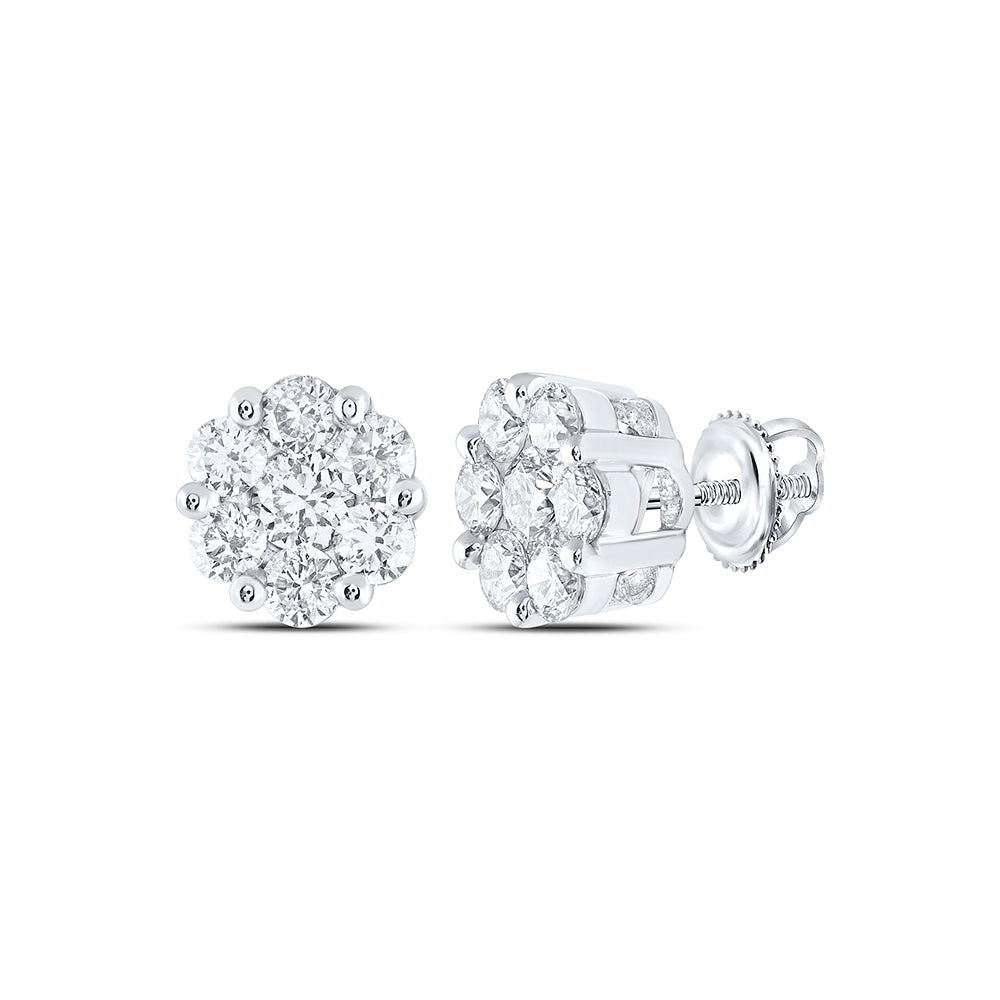 4CT-DIA NKE 2*0.50CT-CRD 12*0.25CTS FLOWER EARRING