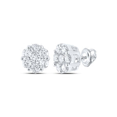 4CT-DIA NKE 2*0.50CT-CRD 12*0.25CTS FLOWER EARRING