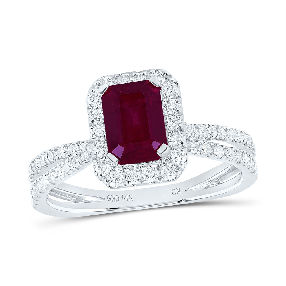 1/2CTW-DIA CN 7X5 MM RUBY-EM NAT GEM RING