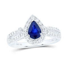 1/2CTW-DIA NK 7X5 MM SAPP-PEAR NAT GEM RING