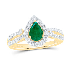 1/2CTW-DIA NK 7X5 MM EM-PEAR NAT GEM RING