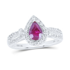 1/2CTW-DIA NK 7X5 MM RUBY-PEAR NAT GEM RING