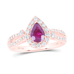 1/2CTW-DIA NK 7X5 MM RUBY-PEAR NAT GEM RING