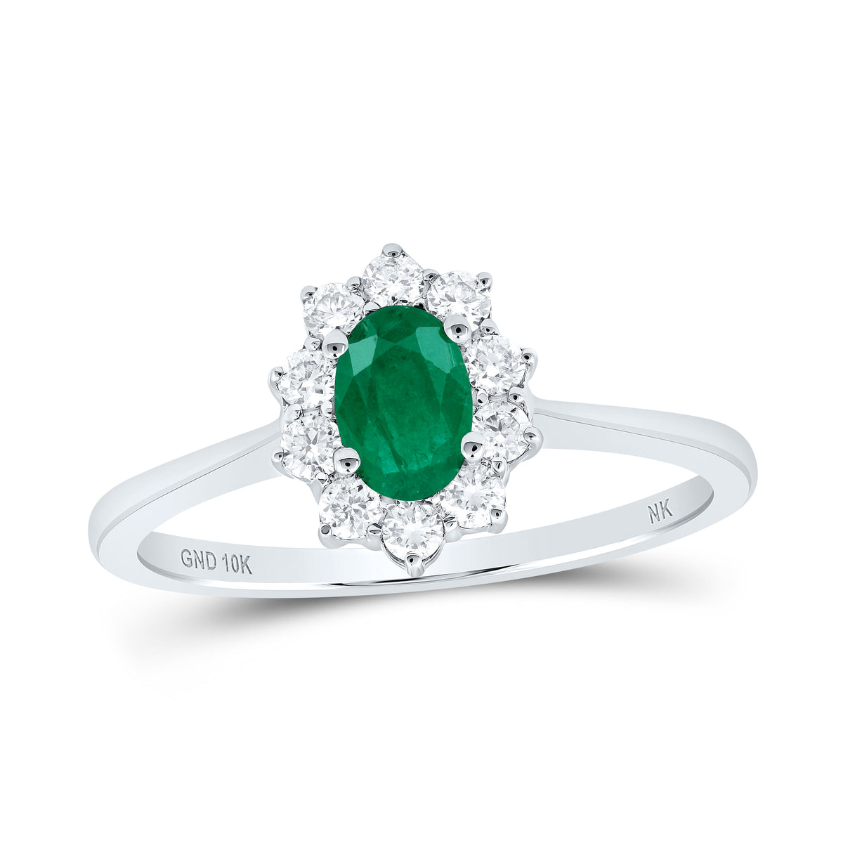 1/4CTW-DIA NK 6X4 MM EM-OV NAT GEM RING