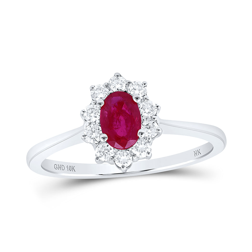 1/4CTW-DIA NK 6X4 MM RUBY-OV NAT GEM RING