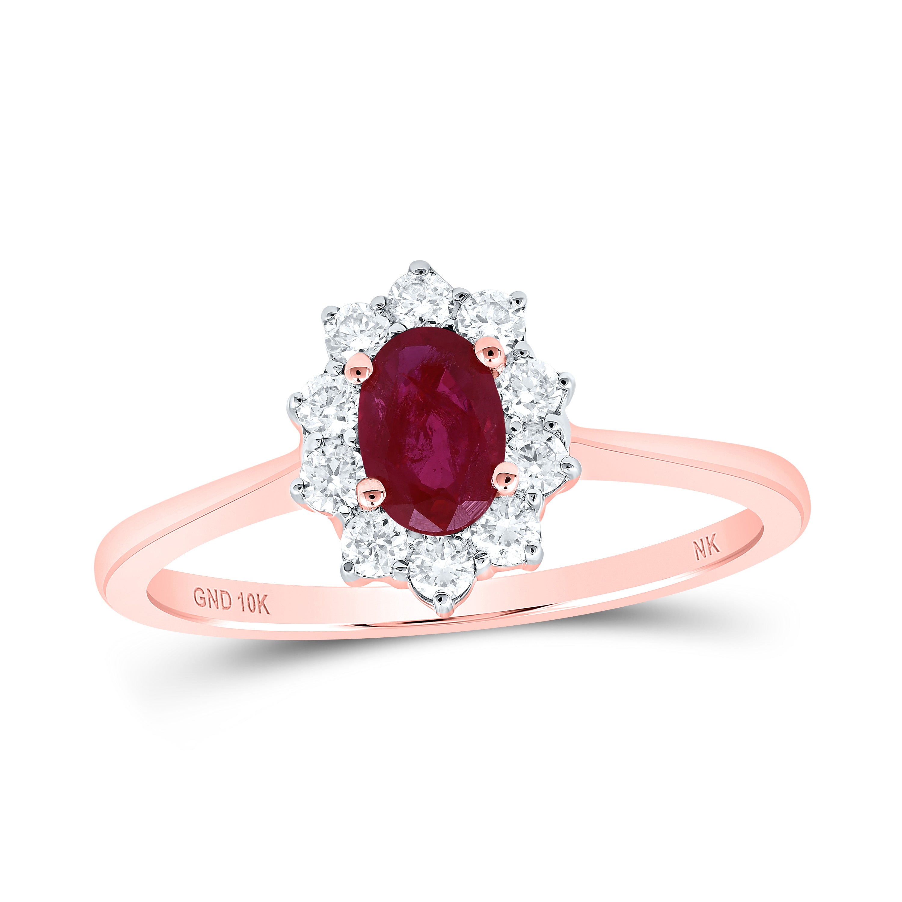 1/4CTW-DIA NK 6X4 MM RUBY-OV NAT GEM RING