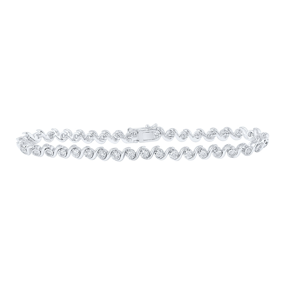 10K White Gold 1 1/2 CTW-Natural Diamond Bracelet (7 Inch ) 11.2 Gram