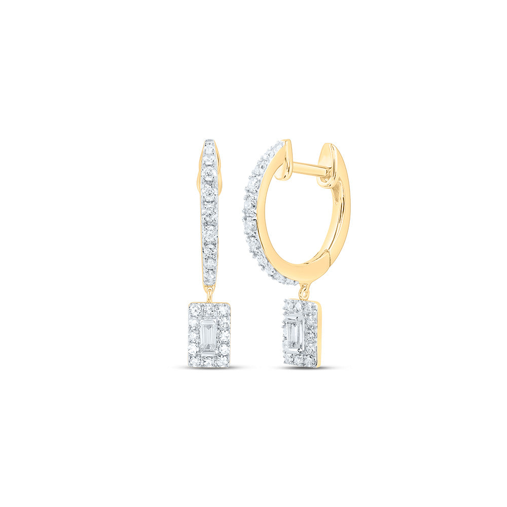 10K Yellow Gold 1/3 CTW-Natural Diamond Dangling Earring 2.03 Gram
