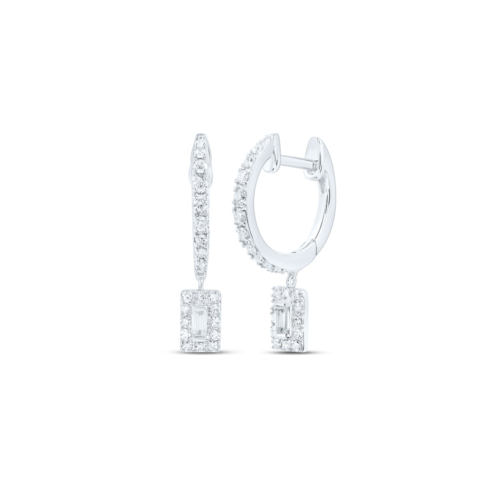 10K White Gold 1/3 CTW-Natural Diamond Dangling Earring 1.9 Gram