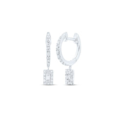 10K White Gold 1/3 CTW-Natural Diamond Dangling Earring 1.9 Gram