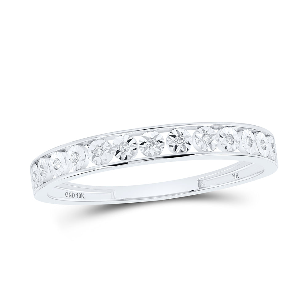 10K White Gold 0.03 CTW-Natural Diamond Band 0.9 Gram