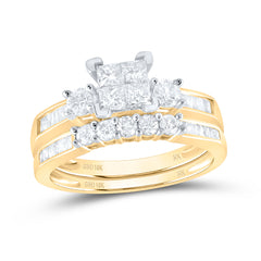 10K Yellow Gold 1 CTW-Natural Diamond Tessera Invisible Bridal Set 3.23 Gram
