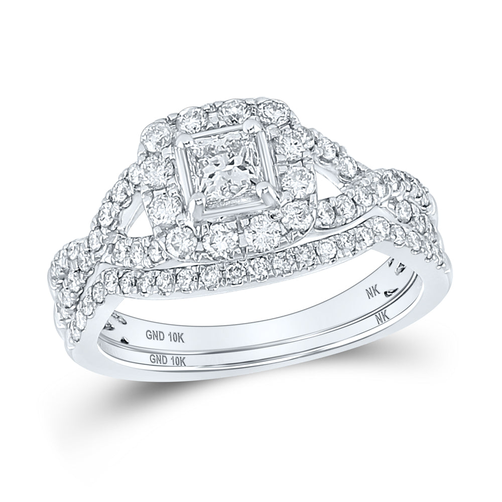 1CTW-DIA NK 1/3CT-CPR BLISS  BRIDAL SET SINGLE HALO