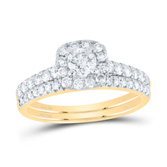 10K Yellow Gold 1 CTW-Natural Diamond 1/3 Ct-Crd Bliss Bridal Set Single Halo 3.48 Gram