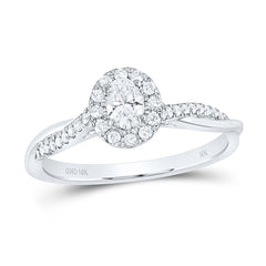 10K White Gold 1/3 CTW-Natural Diamond 1/5 Ct-Coval Engagement Single Halo 2.55 Gram