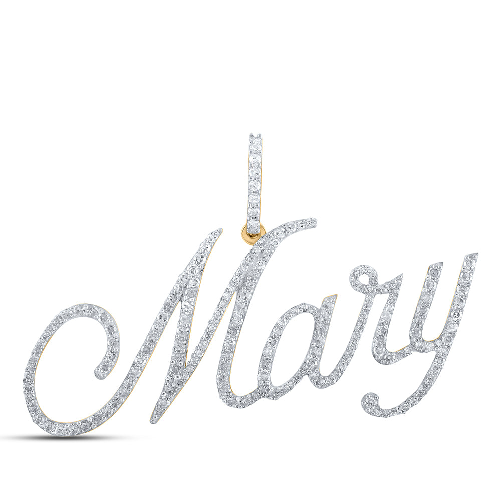 10K Yellow Gold 7/8 CTW-Natural Diamond "Mary" Initial Pendant 3.2 Gram