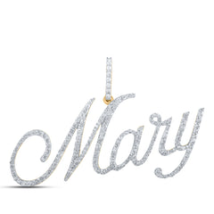 10K Yellow Gold 7/8 CTW-Natural Diamond "Mary" Initial Pendant 3.2 Gram