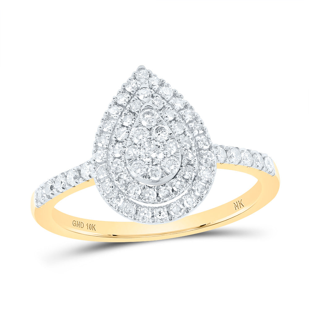 10K Yellow Gold 1/2 CTW-Natural Diamond Pear Ring 2.4 Gram