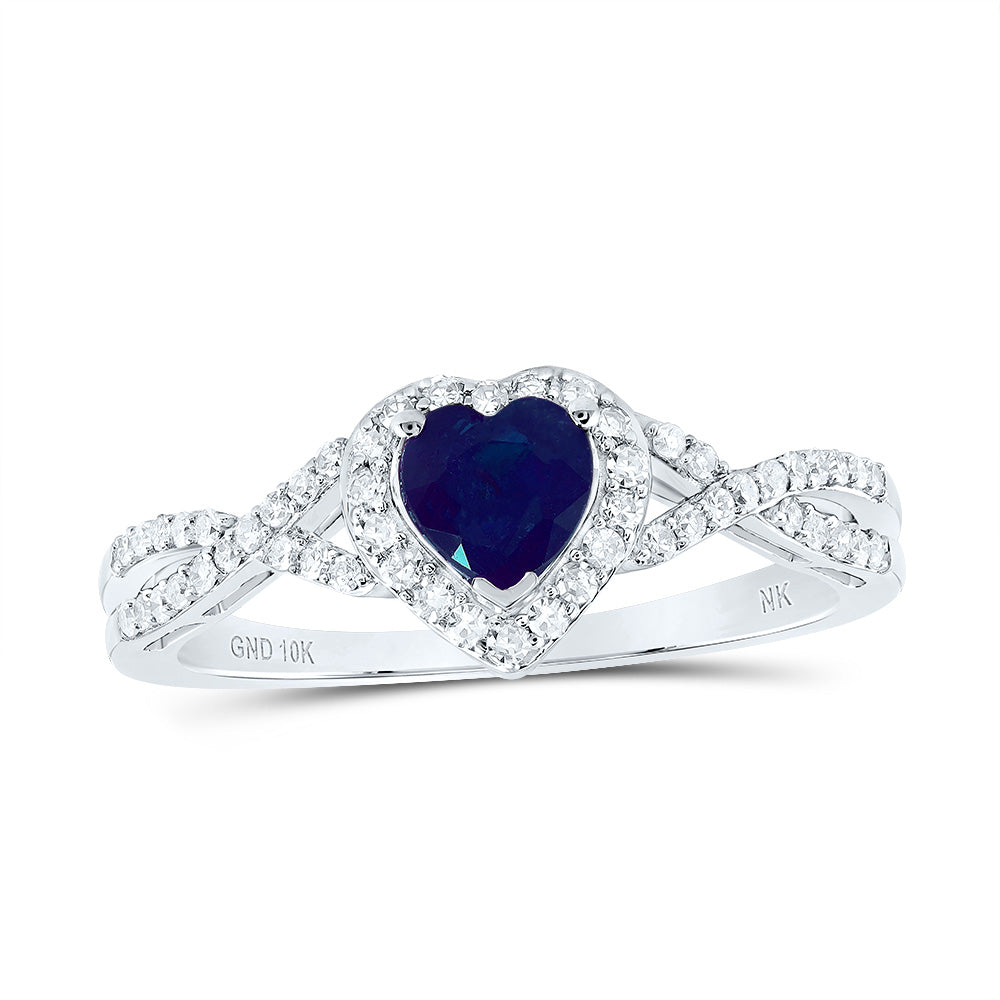 1/4CTW-DIA NK 5X5 MM SAPP-HEART NAT GEM RING