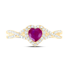 1/4CTW-DIA NK 5X5 MM RUBY-HEART NAT GEM RING