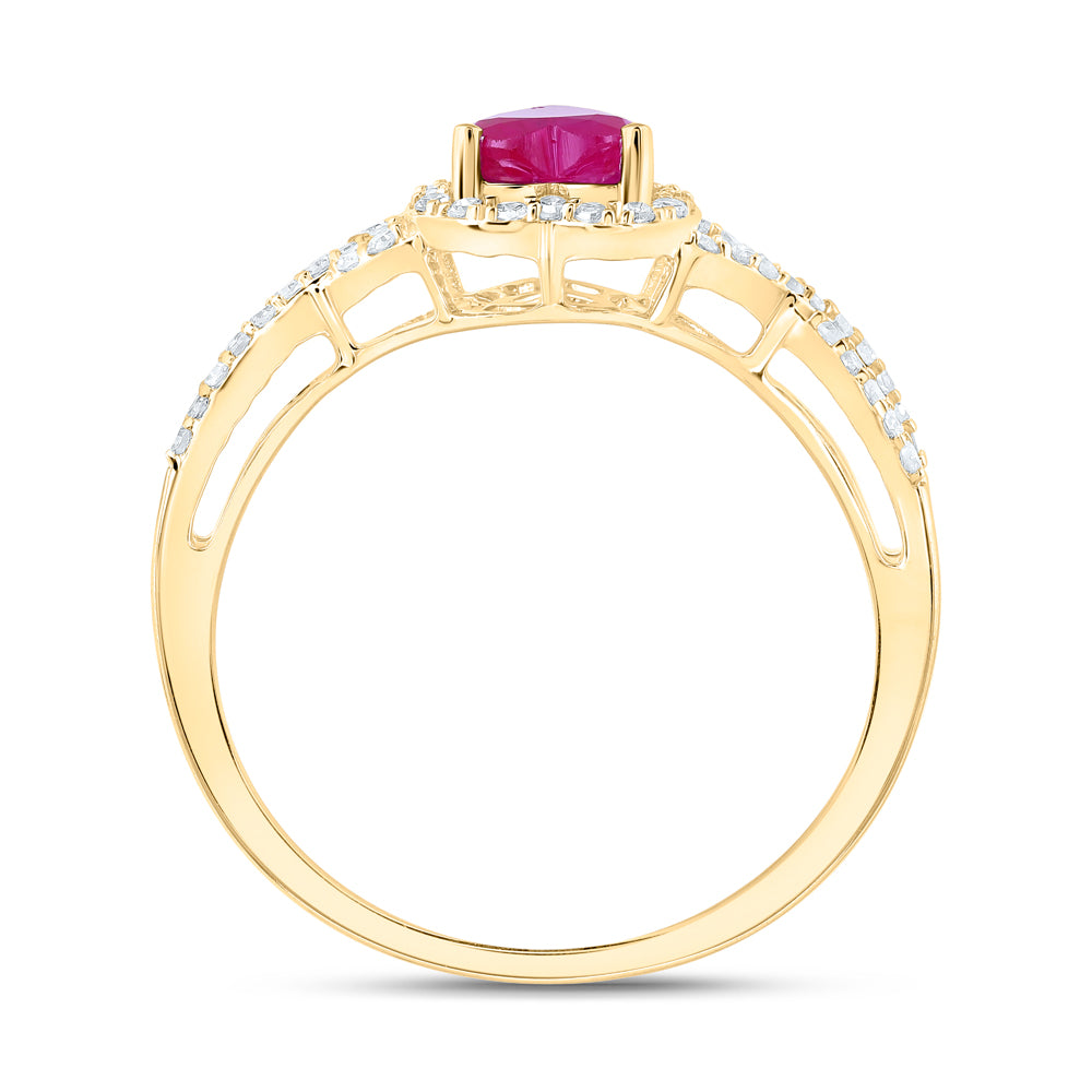 1/4CTW-DIA NK 5X5 MM RUBY-HEART NAT GEM RING