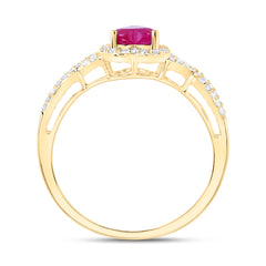 1/4CTW-DIA NK 5X5 MM RUBY-HEART NAT GEM RING