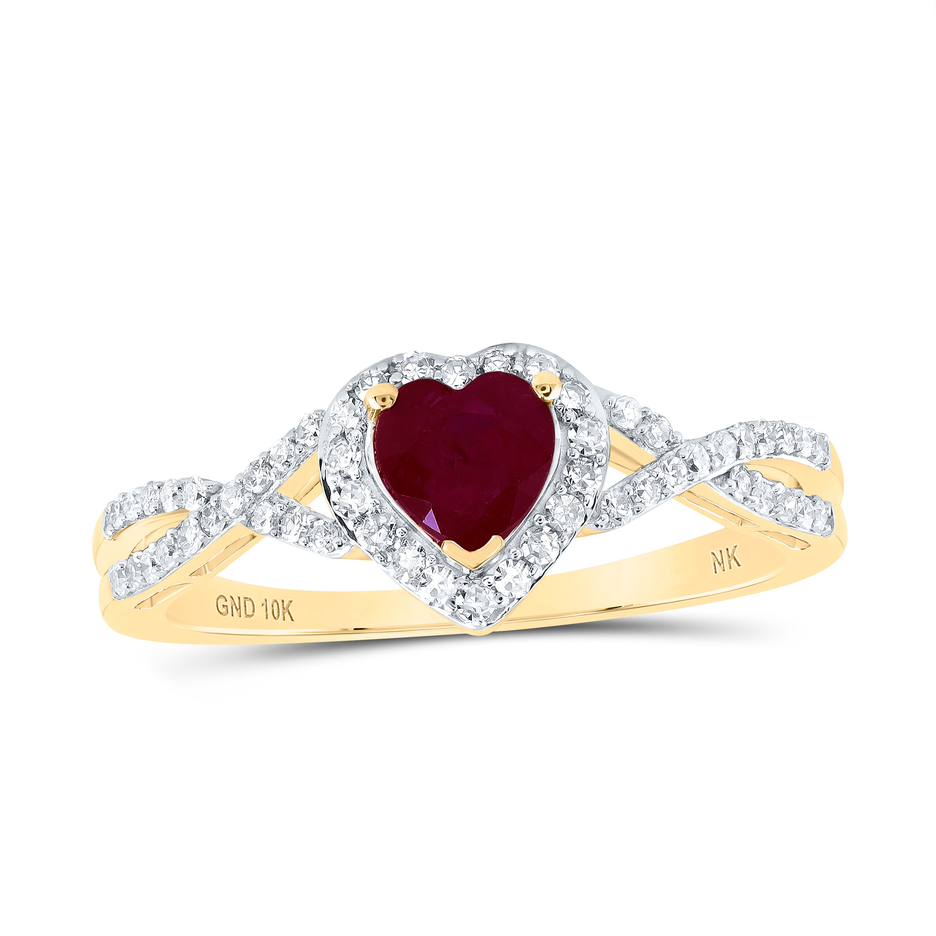 1/4CTW-DIA NK 5X5 MM RUBY-HEART NAT GEM RING