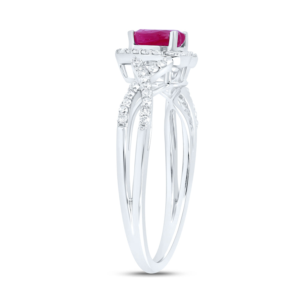 1/4CTW-DIA NK 5X5 MM RUBY-HEART NAT GEM RING