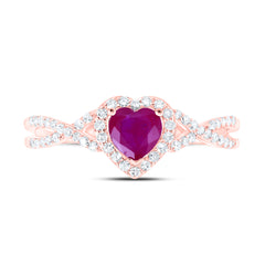 1/4CTW-DIA NK 5X5 MM RUBY-HEART NAT GEM RING