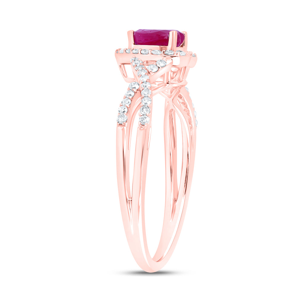 1/4CTW-DIA NK 5X5 MM RUBY-HEART NAT GEM RING