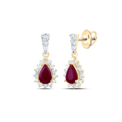 1/2CTW-DIA NK 6X4 MM RUBY-PEAR NAT GEM DANGLING EARRING