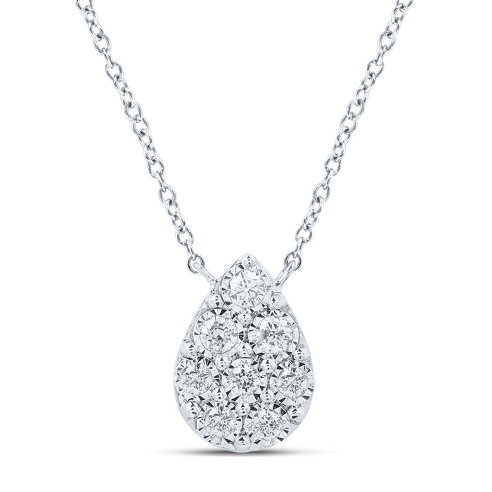 10K White Gold 0.15 CTW Diamond Necklace (18 Inch) 1.44 Gram