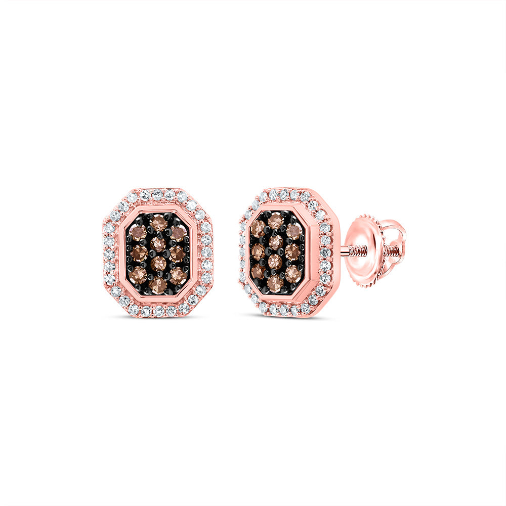 1/4CTW-DIA NK COGNAC OCTAGON EARRING