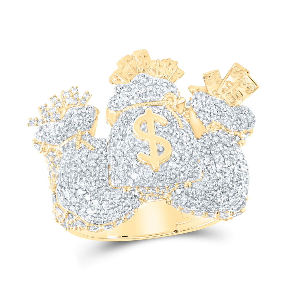 4 3/4CTW-DIA NK MONEY BAG MENS RING